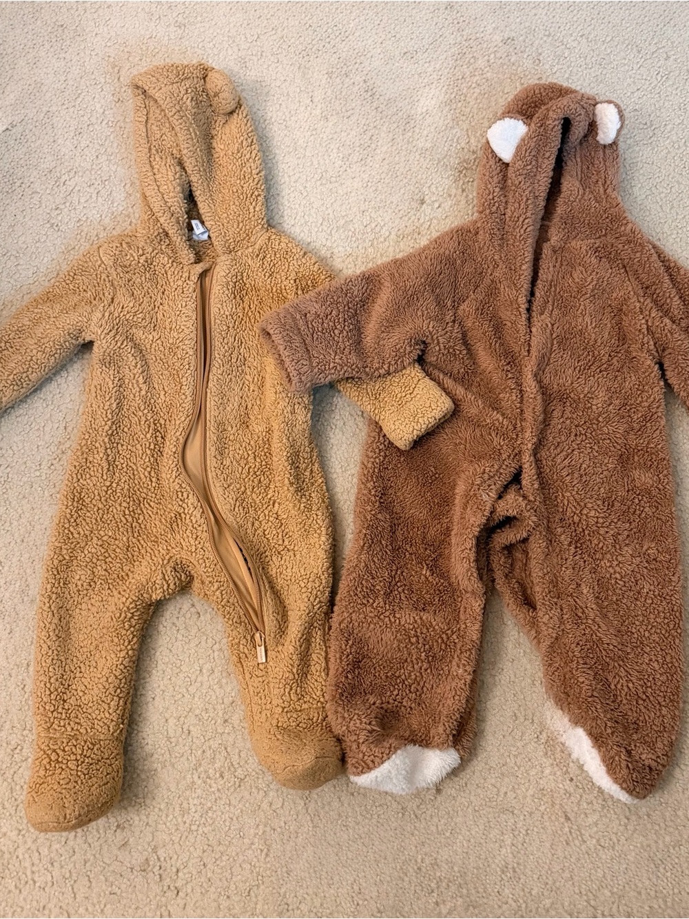 Old Navy Cozy Sherpa One-Piece for Baby Footies Brown & Tan 6-12M